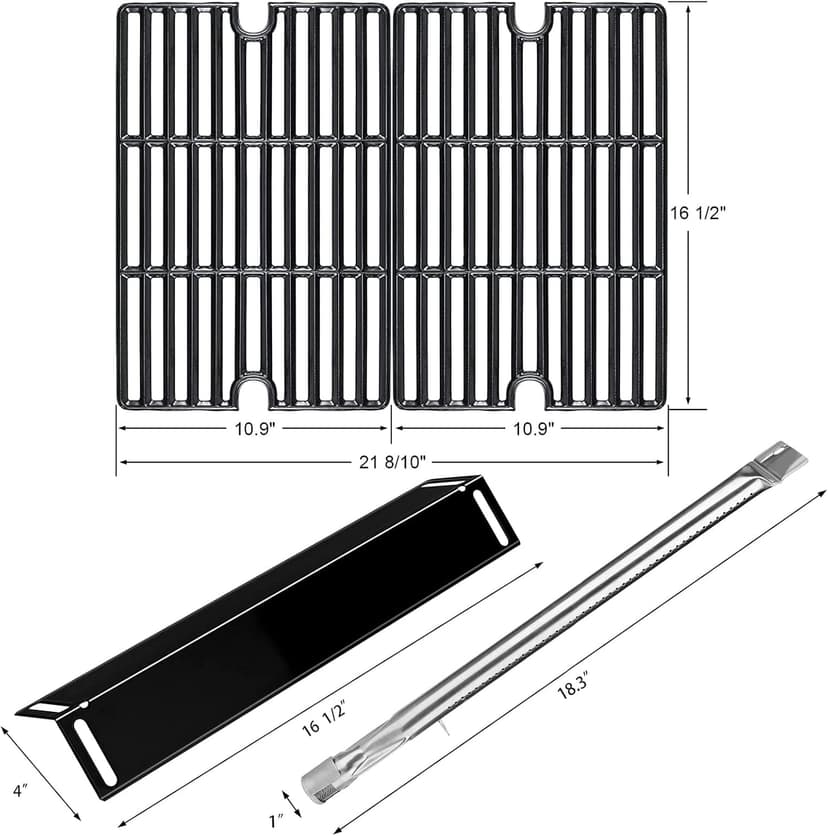 Hisencn Grill Replacement for Smoke Hollow PS9900, PS9500, 6800, Smoke Hollow Grill Parts for 16.5" Porcelain Steel Heat Plate Shield, Stainless Steel Pipe Burners, Cast Iron Cooking Grate