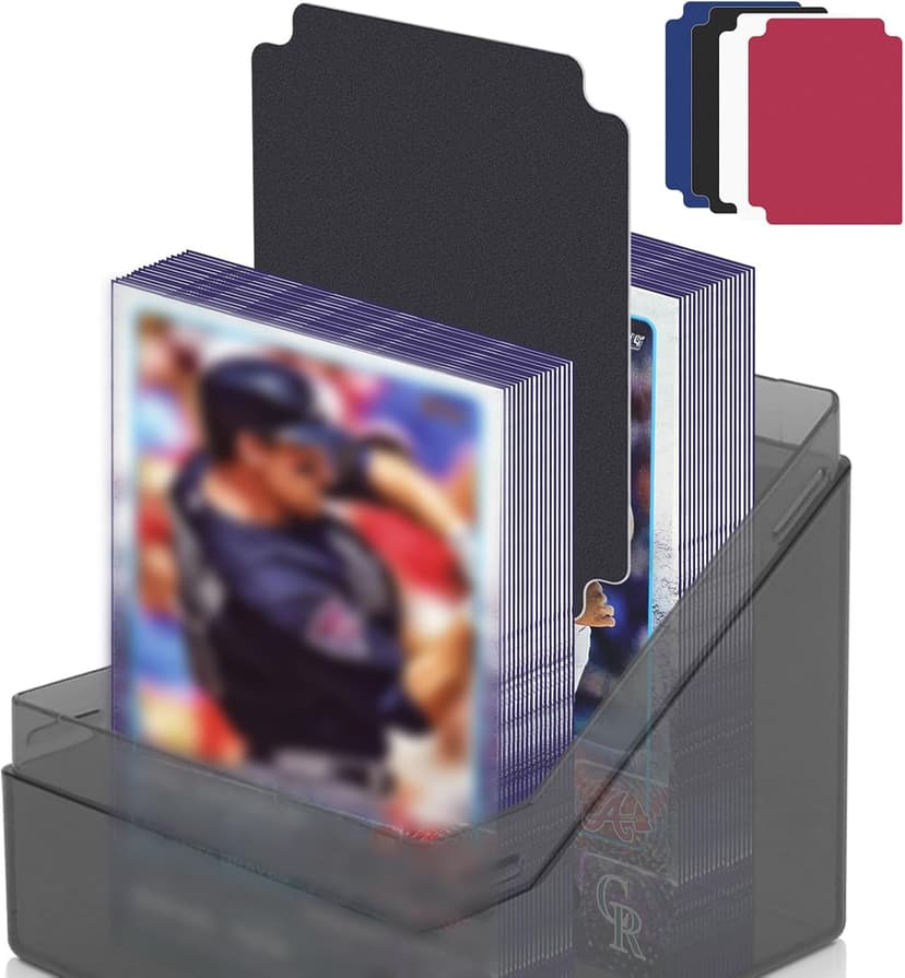 KKU Card Deck Boxes with 4 Pack Acylic Card Cases, Magnetic Closure Trading Card Deck Storage Box Fits 800+ Sleeved Cards Sport Cards