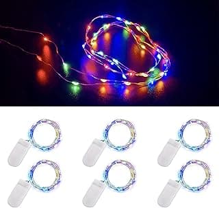 Fairy Lights Battery Operated, 6-Pack Mini String Lights, 20 LED 7ft Twinkle Firefly Starry Lights for DIY Craft Mason Jar Bedroom Wedding Party Table Christmas Decoration (Colorful)