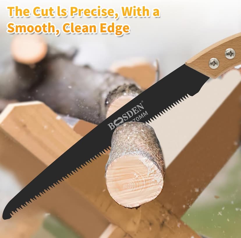 BOOSDEN 11'' Hand Pruning Saw, Japanese Trim Saw with Wood Handle, Hand Saws for Tree Trimming, Camping, Woodworking, Gardening