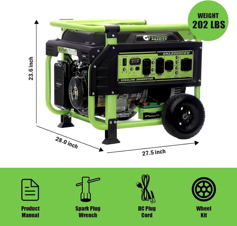 Portable Generator 12000 Watt,Gasoline Powered,Electric Start