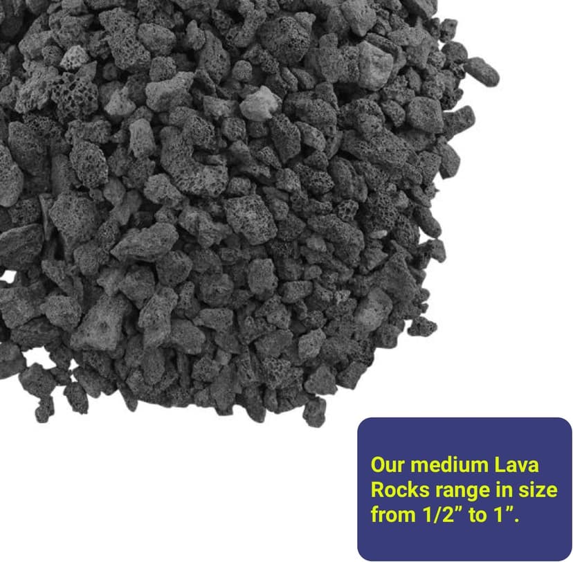 American Fireglass Medium Lava Rock, 1/2" - 1" | Use in Fireplace, Fire Pit or Bowl | Outdoor & Indoor Volcanic Rock for Natural Gas or Propane Fires | Decorative Landscaping | 10 lb Bag