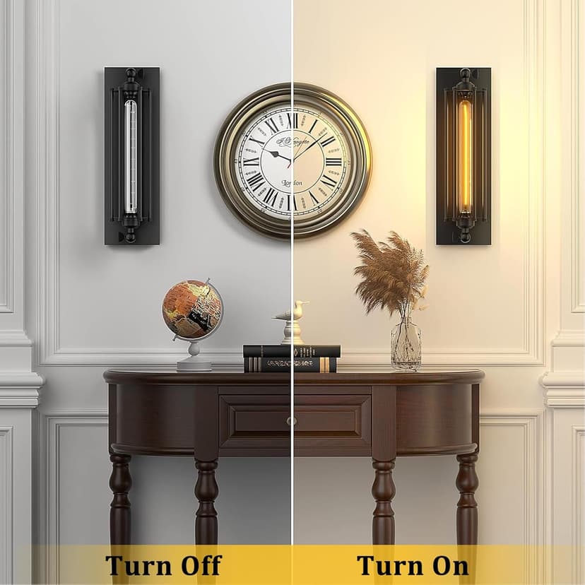 Licperron Sconces Wall Lighting, Industrial Black Wall Sconces Antique Light Fixtures for Bedside, Bar, Restaurant, Hallway, Indoor&Outdoor Wall Decor, E26 & E27 Bar Lights, UL Approval, 2 Pack