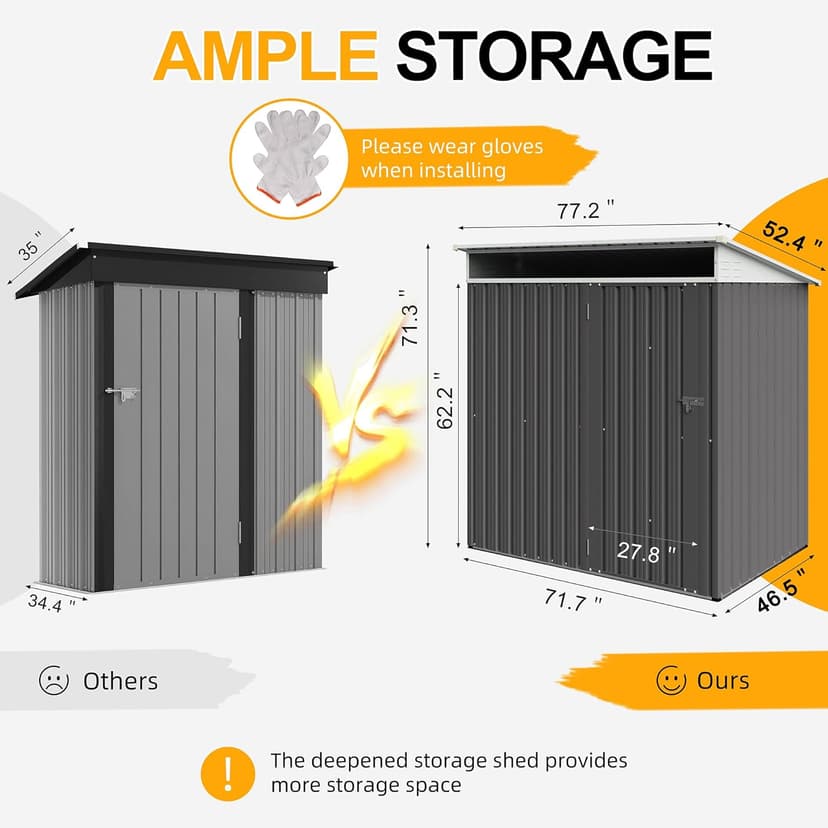 Shintenchi 6x4 FT Outdoor Storage Shed with Window, Outdoor Waterproof Storage Shed Metal Garden Shed with Lockable Single Door, Weather Resistant Tool Storage House Shed for Garden,Backyard,Drak Gray