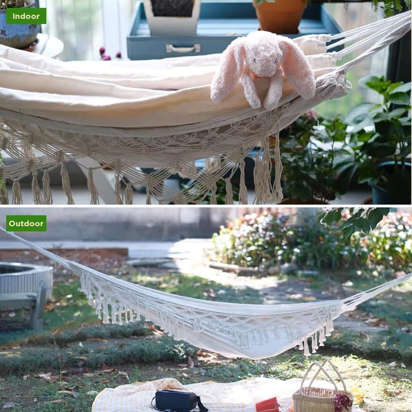 Boho Hammock Macrame Hammock with Elegant Tassels for Patio, Yard, Beach Wedding Decor, Outdoor and Indoor, Gift for studens, Gifts for Girl,. Gift for Women