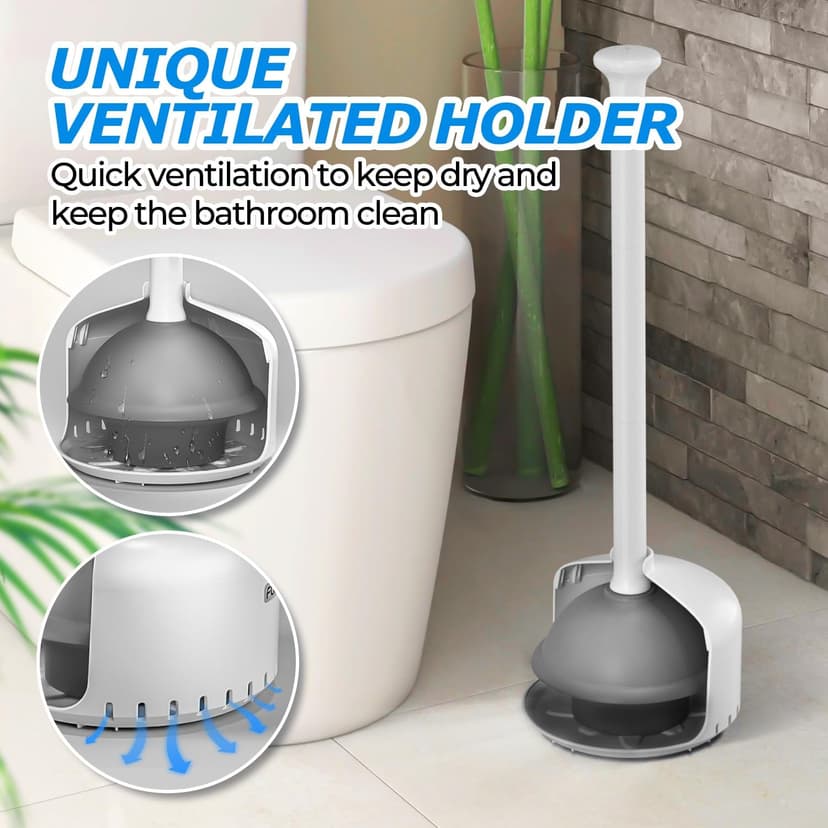 2Pack Toilet Plunger with Holder，Plungers for Bathroom with Holder, Toilet Plunger with Cover，Bathroom Plunger，Bathroom Decor，Bathroom Accessories，Toilet Bowl Cleaners,White