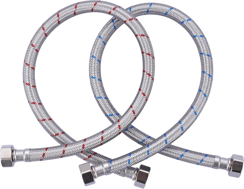 60 Inch Length Faucet Hose 1/2” to 1/2”, ARCORA Braided Stainless Steel cUPC Supply Lines 1/2 Inch FIP x 1/2 Inch FIP Sink Hose Attachment for Faucet 1 Pair