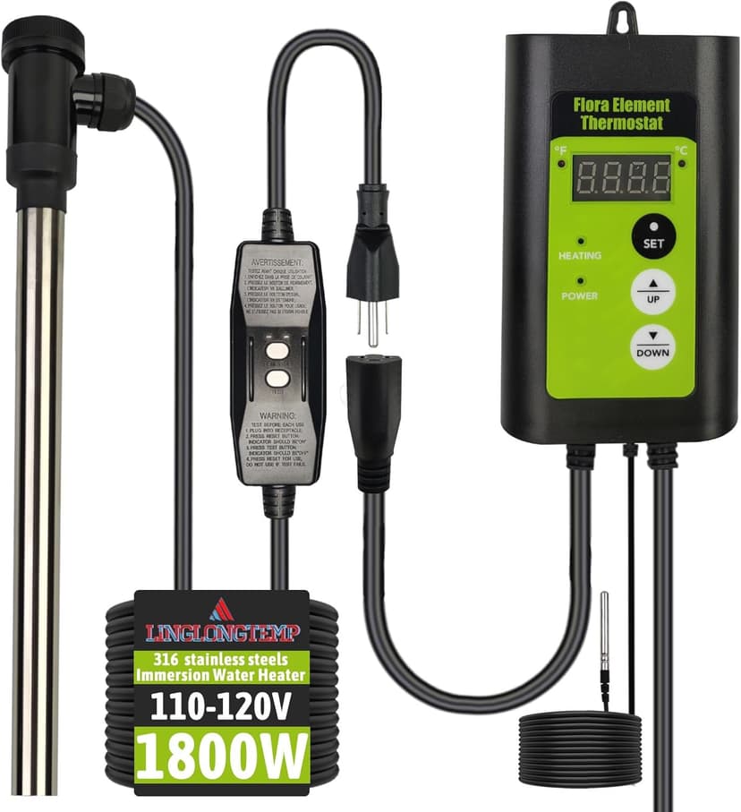 1800W Submersible Hot Tub & Pool Portable immersion Water Heater with Temperature Control and GFCI Leakage Protection for Swimming Pools, Bathtubs, Buckets, Baptistries, and Most Liquids