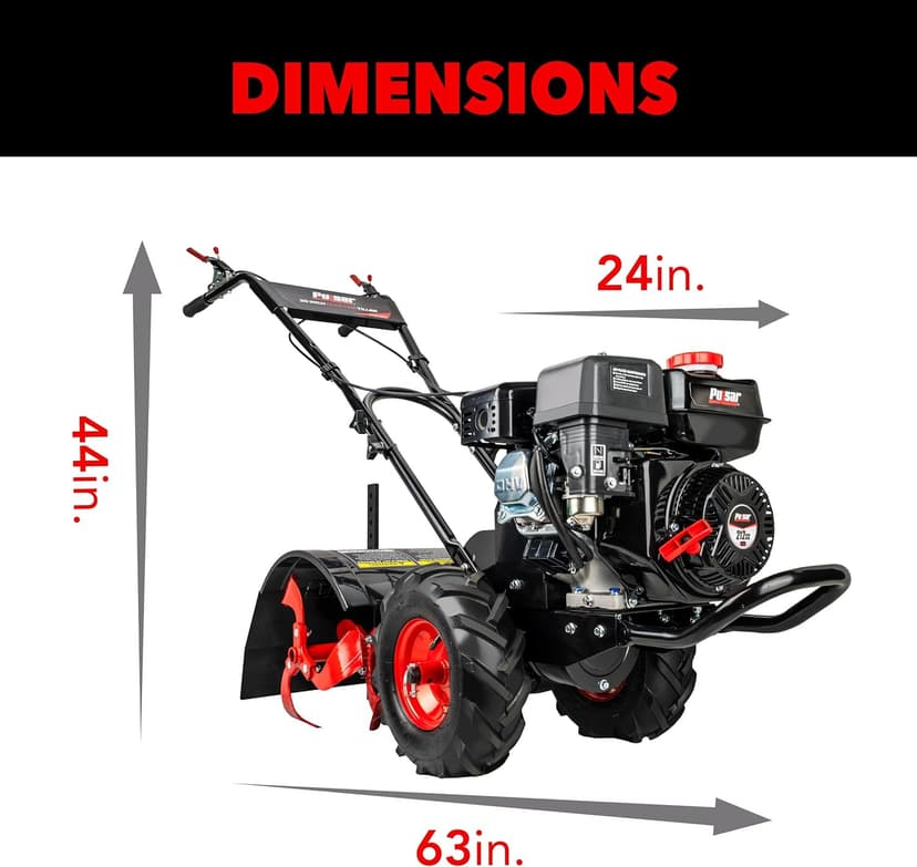 Pulsar 212cc 20-Inch Gas Powered Rear Tine Tiller with Forward/Reverse