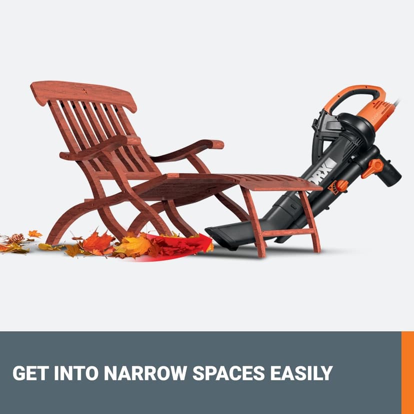 WORX 12 Amp Trivac 3-in-1 Electric Leaf Blower/Mulcher/Vacuum WG509 Metal Impeller for Fine Mulching