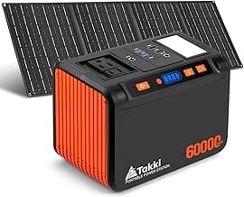 Takki Solar Generator 222Wh Portable Power Station with 40W Solar Panels, 250W Pure Sine Wave Camping Lithium Battery with AC 110V Outlet for Camping Home Use Emergency Outdoor CPAP
