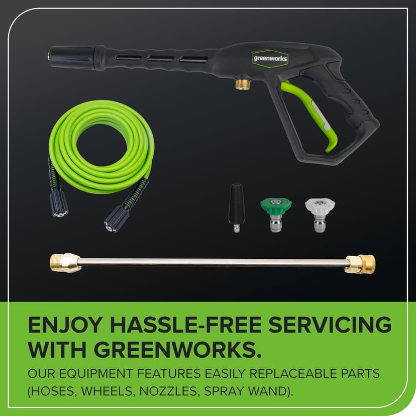 Greenworks 2100 PSI (SGS Certified) 1.2 GPM 13Amp Compact Electric Pressure Washer Telescoping Handle Power Washer for Cars, Driveways, Patios, Patio Furniture & Around Pools