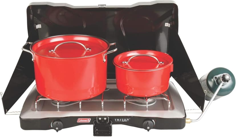 Coleman Triton 2-Burner Propane Stove, Portable Camping Cooktop with 2 Adjustable Burners & Wind Guards, 22,000 BTUs of Power