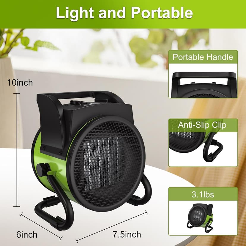 1500W Portable Outdoor Heater - Portable Space Heater with Overheat Protection & 3S Fast Heating, Electric Garage Heaters for Patio, Garage, Bedroom, Office