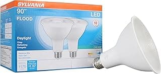 SYLVANIA LED Flood PAR38 Light Bulb, 90W Equivalent, Efficient 13W, 10 Year, 1175 Lumens, Medium Base, Dimmable, 5000K, Daylight - 2 Pack (79736)