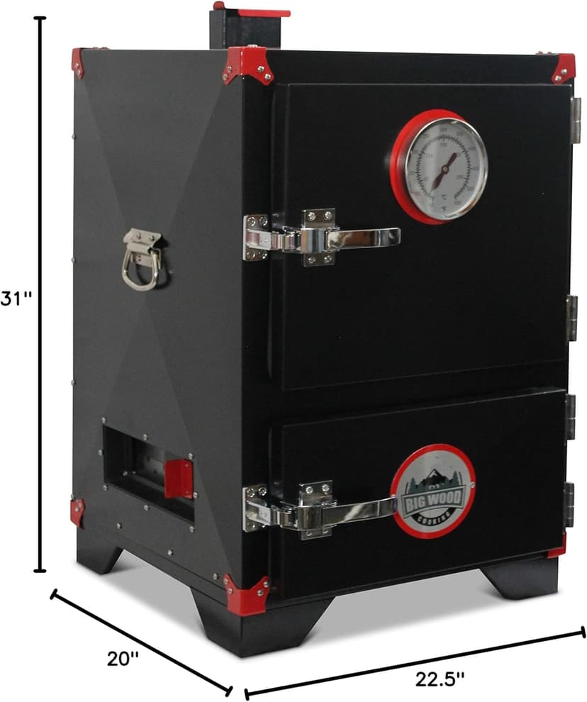 Smoker Heavy Duty Charcoal Cabinet Smoker for Outdoor BBQ Grills Cooking, Black