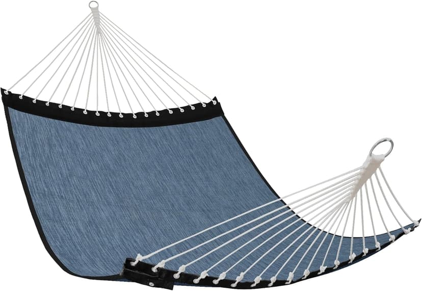 Patio Watcher 13 FT Quick Dry Olefin Hammock - Outdoor Double Hammock with Metal Curved Spreader Bars - 450 lbs Capacity - Dark Blue
