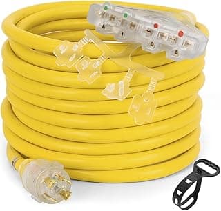 S7 25 Feet Heavy Duty Generator Adaptor Extension Cord,Locking Cord,NEMA L14-30P/Four 5-20R, Generator Power Cord