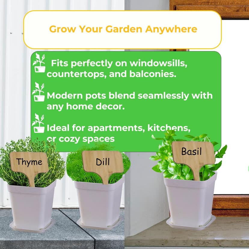 Indoor Herb Garden Kit, 9 Non-GMO Seeds with Reusable Pots, Planter – DIY Grow Kits for Growing Herbs Indoors, Kitchen, Balcony, Window Sill with 27 Soil