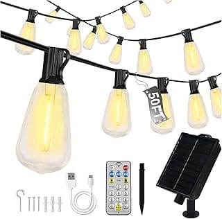 DAYBETTER 50ft Solar String Lights Outdoor Waterproof, 25 Bulbs 2700K Warm White Energy-Saving, Solar String Lights for Garden, Patio, Backyard - Perfect for Homeowners