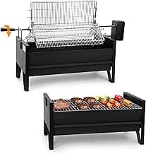 Onlyfire 2 IN 1 Charcoal Grill Rotisserie Kit with 3 Stainless Steel Rotating Baskets and 24 In Grill Grate, Auto Swivel BBQ Roasting Machine for Outdoor Patio Backyard Barbecue, GS304