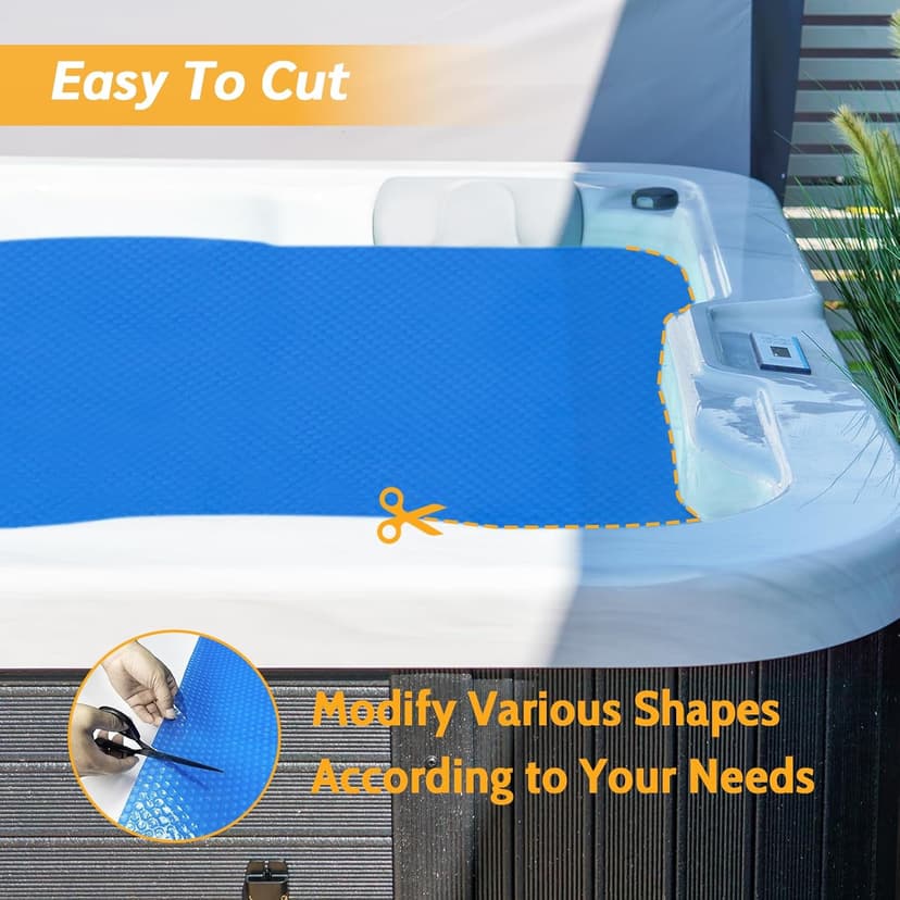 Hot Tub Bubble Cover, 7x7 Foot Hot Tub Thermal Blanket Square Solar Cover Insulation Blanket for Outdoor Hot Tub