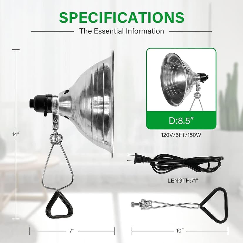 Simple Deluxe HIWKLTCLAMPLIGHTMX2 2-Pack Clamp Lamp Light with 8.5 Inch Aluminum Reflector Up to 150 Watt E26 Socket (No Bulb Included) 6 Feet 18/2 SPT-2 Cord, Silver