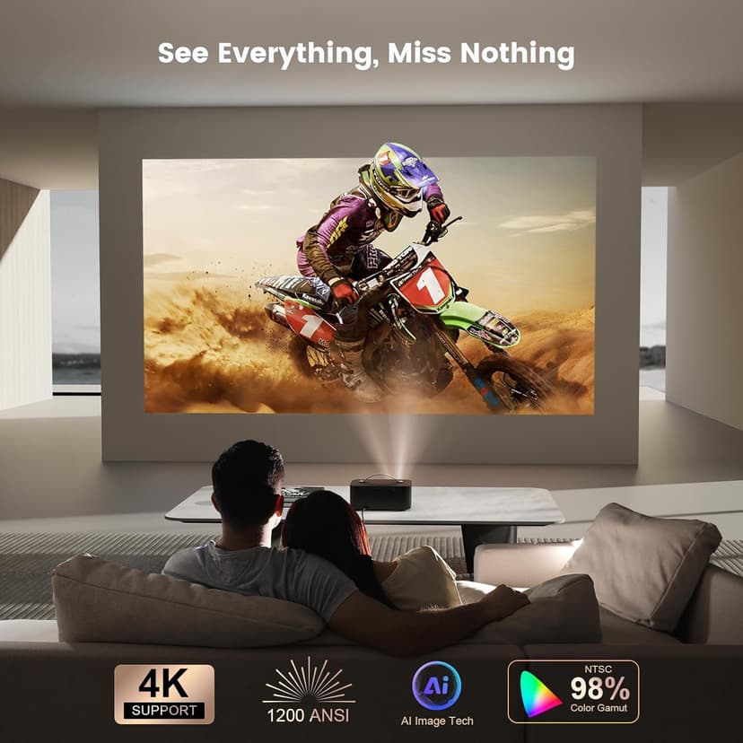 [Netflix-Licensed/1200 ANSI]Outdoor-Projector-4K with Wifi6 and Bluetooth, Smart TV OS & DoIby Audio, Portable Projector with Netflix/YouTube/PrimeVideo, ONOAYO 1080P Movie Proyector with 300''Display