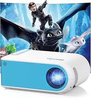 Nasin Mini Projector, 1080P Supported Portable Movie Projector, Home Theater and Outdoor Use, Compatible with IOS, Android, Tablet, Laptop, TV Stick, Type C, USB & HDMI, Bluetooth Proyector