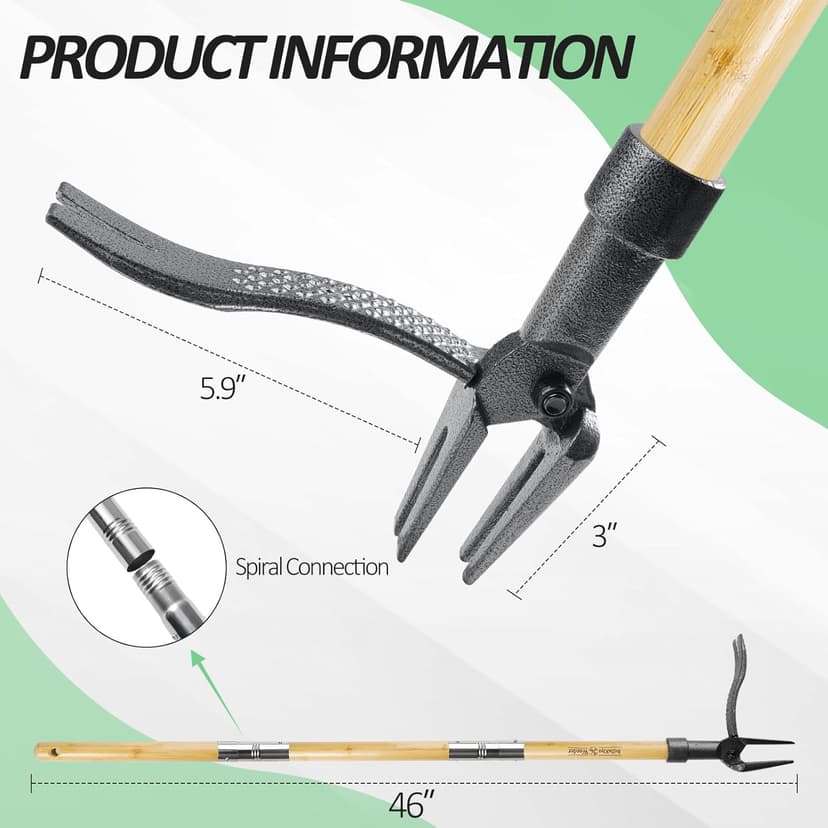 Weeder - The Original Stand Up Weed Puller Tool Made with Long Handle - Real Bamboo & 4-Claw Steel Head, Weeding Tool Weed Remove Tool for Lawn/Yard