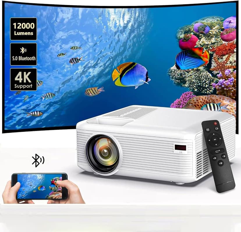 Mini Projector | 4K Support 200" Giant Screen | 500 ANSI Lumens, Bluetooth 5.2 | Portable Outdoor Movie Projector Compatible with TV Stick/Phone/HDMI/PC | Built-in HiFi Speaker