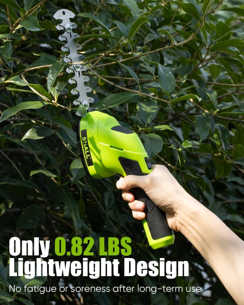 SHALL Cordless Grass Shear & Hedge Trimmer - 7.2V Electric Bush Trimmer 2 in 1 Handheld Shrub Shears, Lightweight Hedge Clippers Grass Cutter w/ 2.0Ah Rechargeable Battery & Type-C Fast Charger -Green