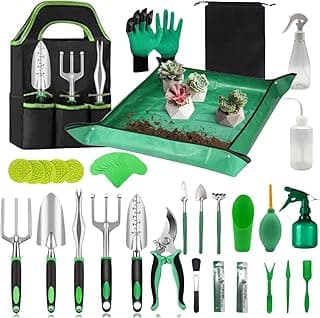 Garden Tool Set 39 Piece, Succulent Set, 9 Piece Heavy-Duty Tool Set, 39.4-inch Gardening mat, Indoor and Outdoor Gardening Tool, Essential Tool Gifts for Men, Women, and Beginners