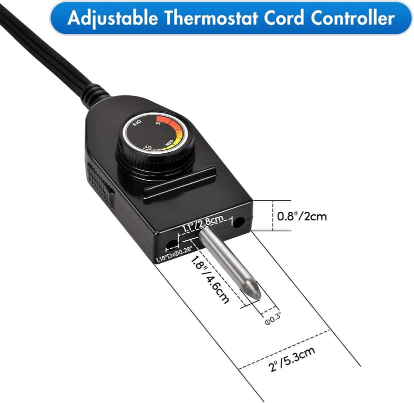 Stanbroil Replacement Part Electric Smoker and Grill Heating Element with Adjustable Thermostat Cord Controller for Most Smokers and Grills, 1500W