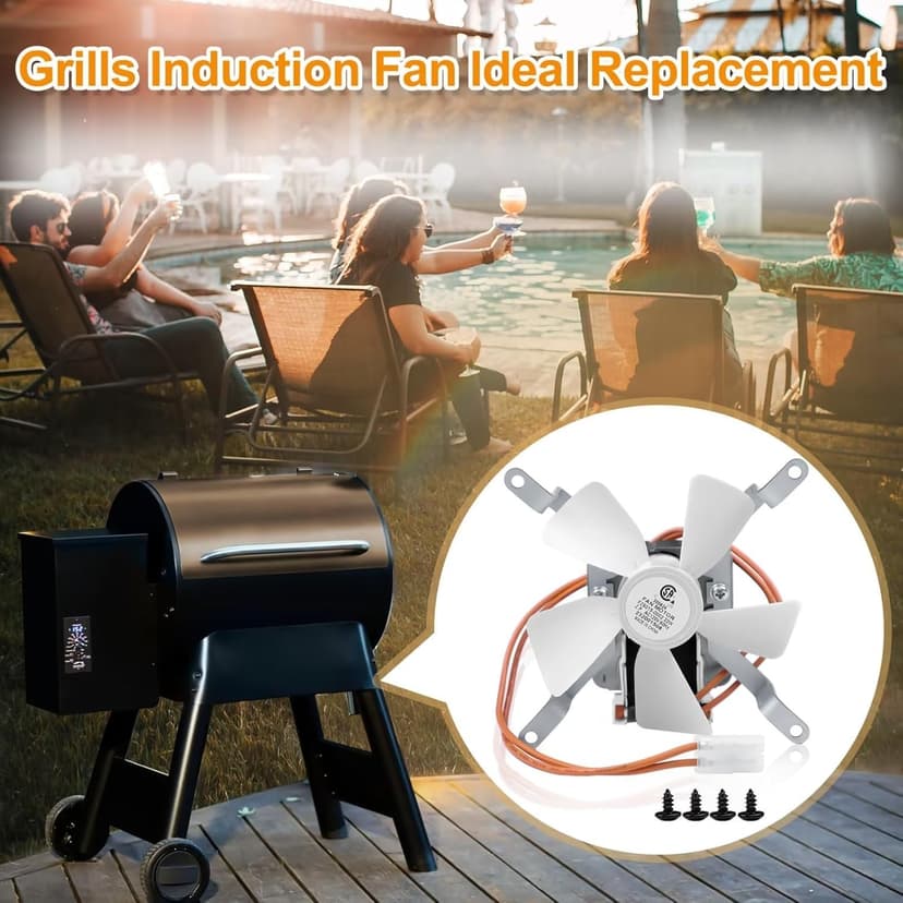 Upgraded Grill Induction Fan Replacement Part for Pit Boss, Traeger, Camp Chef Wood Pellet Grills, Sam's Club, Z Grills Pellet Grills, AC120V 60Hz Grill Combustion Fan Kit Replacement Parts