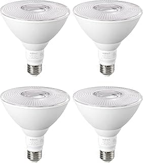 EDISHINE Flood Light Bulbs, PAR38 LED Outdoor Flood Light Bulbs, 120W Equivalent Dimmable Waterproof for Patio Yard Porch Driveway Garage, 3000K Warm Light 18W 1800LM E26 Base, 4 Pack, ETL Listed