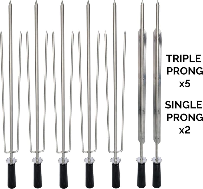 All-in-One Brazilian BBQ Grill - 7 skewers - Churrasco - Multi Rotisserie - Stainless Steel - Portable Wood Fire & Charcoal Gaucho Churrasqueira Chicken Grill
