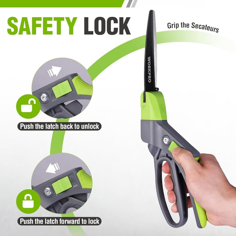 WORKPRO Grass Shears Handheld, Ultra-Sharp Grass Clippers with 360 Degree Swivel Blades, Manual Grass Cutter, Non-Slip Garden Shears, Gardening Scissors, Plant Clippers for Precise Lawn Trimming