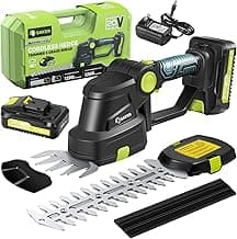 Saker Cordless Hedge Trimmer-20V Electric Shrub Trimmer Grass Shears Handheld Grass Cutter, Hedge Shear with 2 PCS Rechargeable Battery and Charger for Garden, Lawn