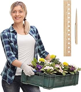 Seeding Spacing Ruler Seed Planting Ruler with Holes Plant Spacing Template Plant Dibber Spacing Template Wooden Accurate Gardening Tool for Vegetable Gardens and Precision Gardening