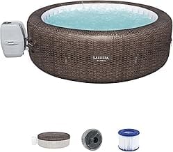 Bestway SaluSpa St Moritz AirJet 5 to 7 Person Inflatable Hot Tub Round Portable Outdoor Spa with 180 AirJets and EnergySense Energy Saving Cover