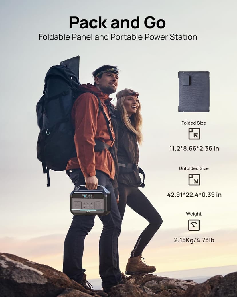 Solar Generator 600W(Surge 1200W) DaranEner Portable Power Station with 100W Solar Panel, 576Wh LFP Battery, <10 MS UPS/ 1 Hour Fast Charging for Home, Camping & RVs, Off-grid Power Outage, CPAP