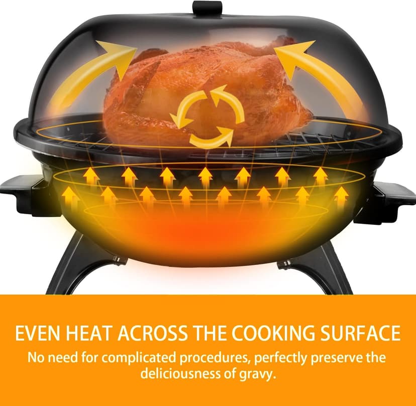 Techwood 1600W Electric Indoor/Outdoor Grill - 15-Serving Removable Stand BBQ with Double Layer Design for Countertops (Black)