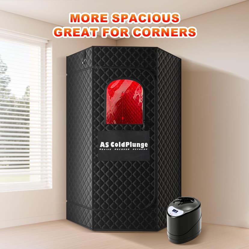 Portable Steam Sauna for Home, XL Sauna Tent with 3L 1200W Steamer & Red Light, Foldable Chair & Mat, Indoor Personal Spa for Relaxation, Detox & Recovery