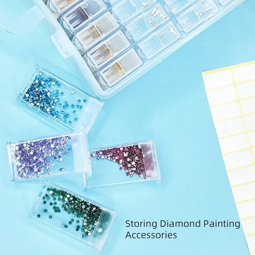 64 Solts Seed Storage Box with 112Pcs Label Sticker and a Tweezers,Diamond Painting Organizer,Portable Bead Storage,Seed Organizer Use for Flower Seeds,Vegetable Seeds.