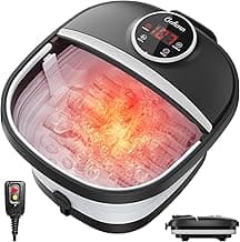 Collapsible Foot Spa Bath with Heat,Foot Massager with Two Side Supports,Leakage Protector,Temperature Control,Bubbles,Red Light,Timer,Feet Spa Tub,Feet Soaker,Gifts (Black)