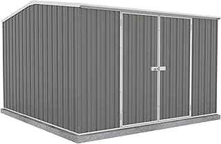 Premier Storage Sheds, 10'x10' Metal Garage, DIY Backyard Shed, Utility Tool Storage, Weather & Wind Resistant Aluminum Panels & Steel Frame, Maintenance-Free, 12 Year Warranty, Woodland Gray
