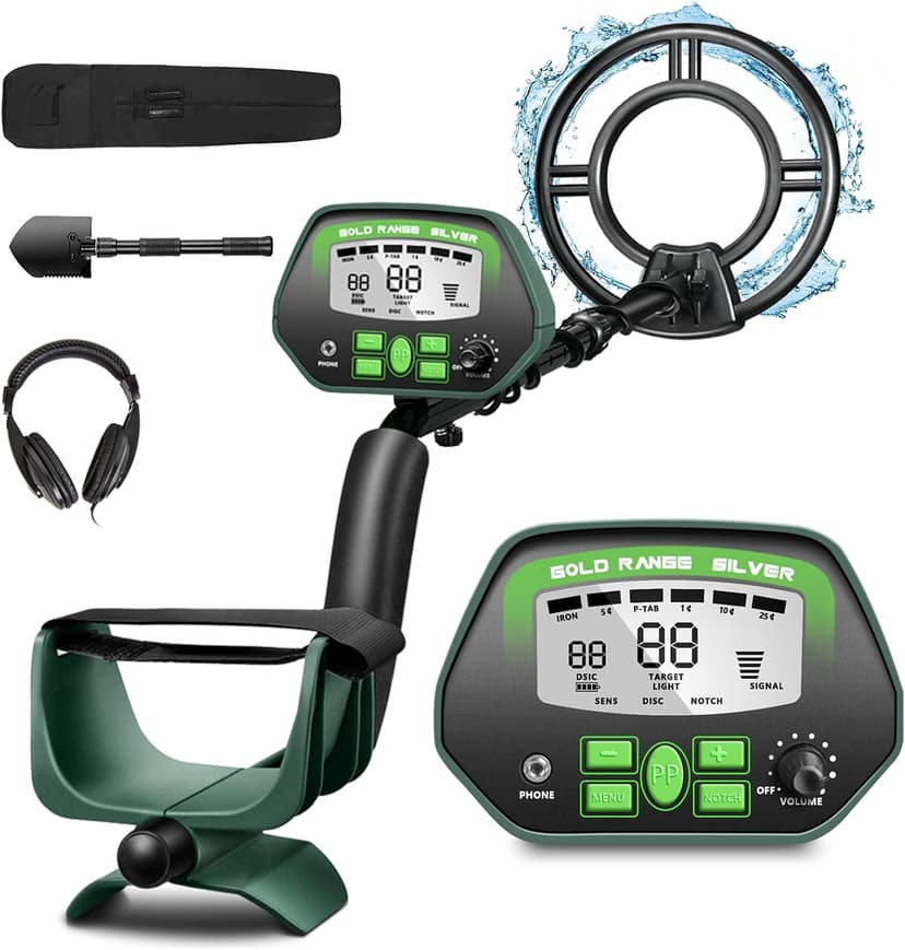 Metal Detector for Adults Professional - IP68 Waterproof Metal Detector, High Accuracy, A-M, Disc, Notch & Pinpoint Modes, Bigger LCD Display, 10” Waterproof Search Coil, New Advanced DSP Chip