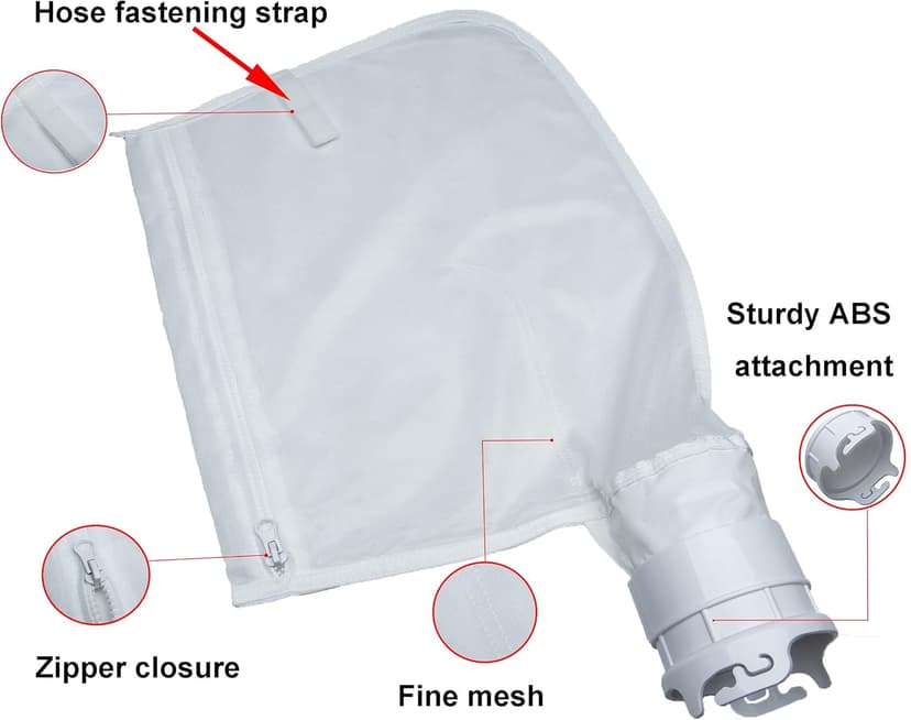 ATIE Pool Cleaner Fine Mesh Bag with Zipper Enclosure, Compatible with Pentair Kreepy Krauly Legend, Platinum, Letro Pool Cleaners Debris Bag 360002 and EU16 Bag (2 Pack)