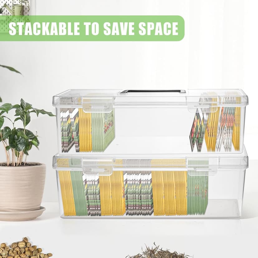 Seed Packet Organizer Box Plastic Portable Seed Packet Storage Box, Seed Storage Organizer